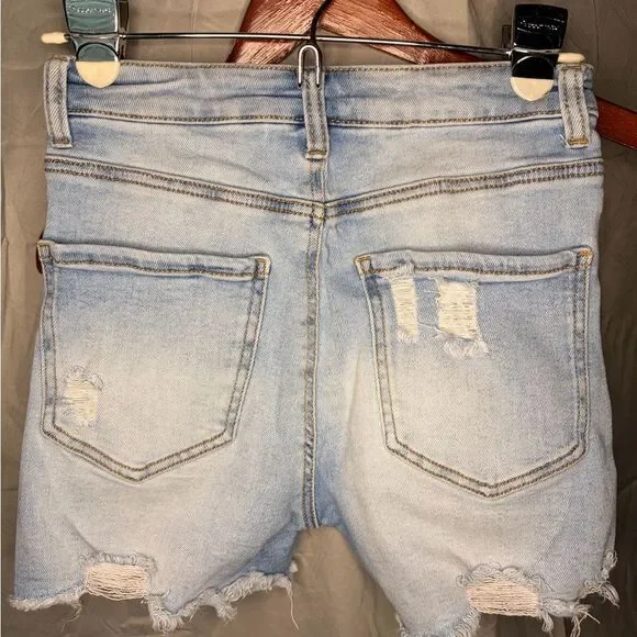 Wax Jean Light Blue Distressed Denim Shorts - Picture 5 of 7